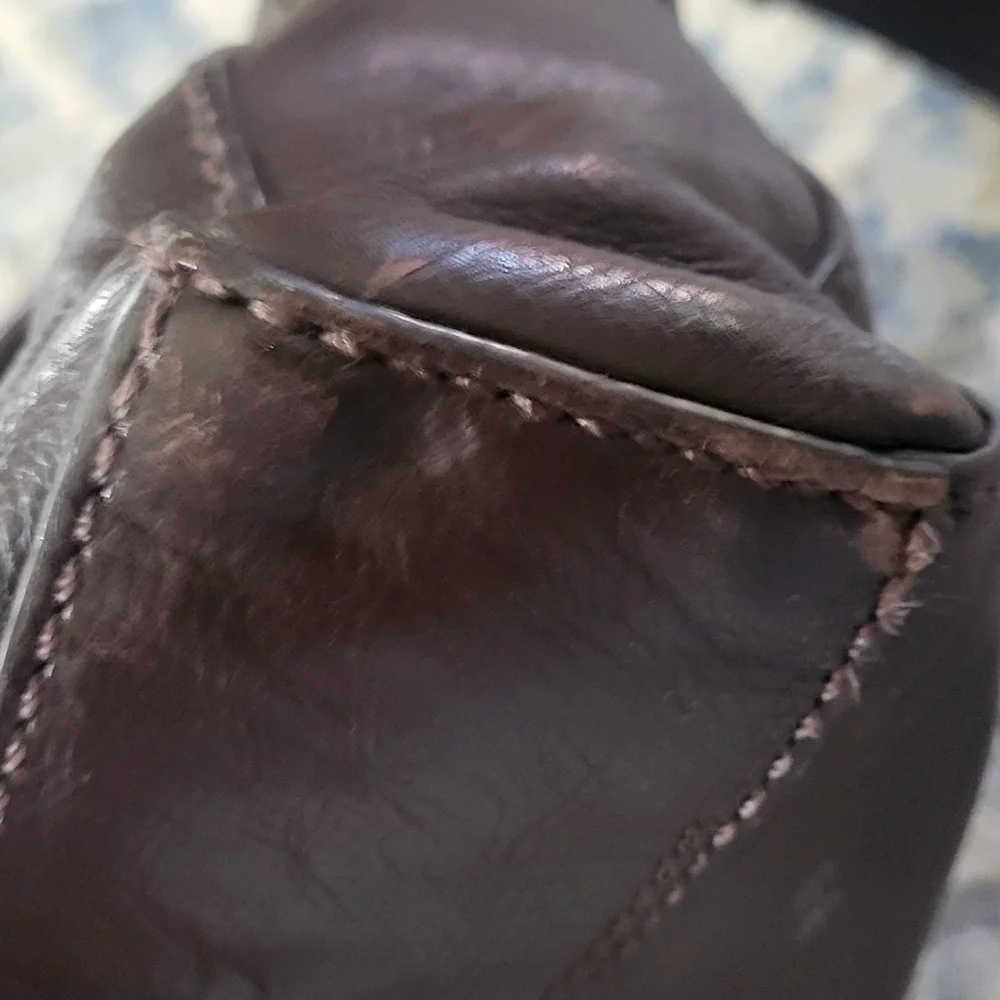 Fossil Mercer Dark Brown Leather Double Zip Work Messenger Bag
